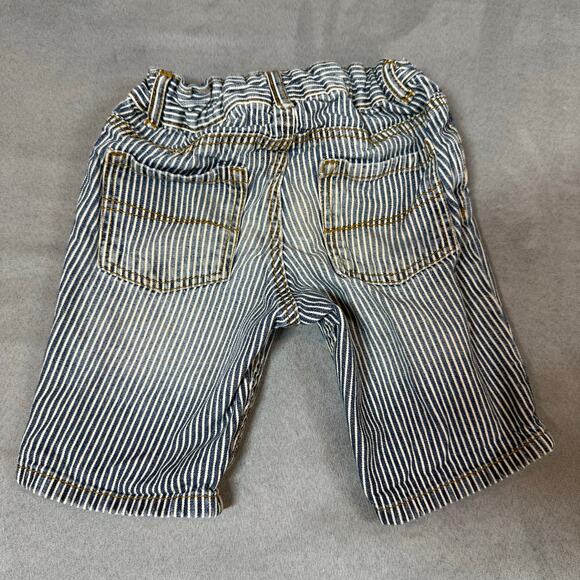 H&M Engineer Stripe Denim Jean Shorts Toddler Boys 12-18 Months Adjustable Waist - Picture 4 of 9